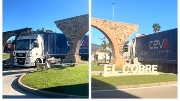 Un român a distrus un monument istoric din Spania. A intrat cu TIR-ul într-o arcadă veche de 3 secole