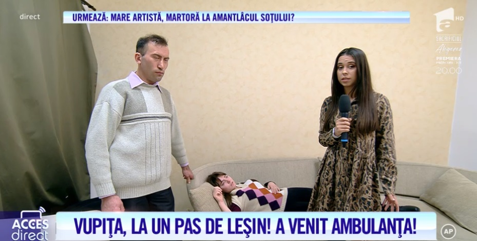 A fost chemată ambulanța la ”Acces Direct”! Vulpița nu s-a mai putut ridica de pe canapea și acuza dureri îngrozitoare