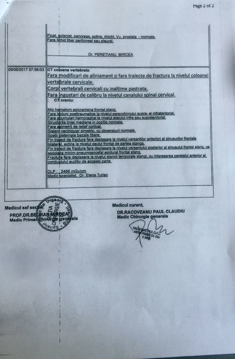 Actele medicale ale lui Cristian Boureanu