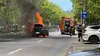 Accident urmat de un incendiu în Sectorul 3 din București! Un Logan a luat foc pe mijlocul șoselei