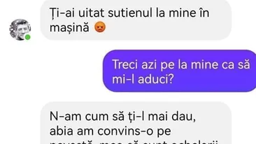 Bancul zilei: „Ți-ai uitat sutienul la mine în mașină!”