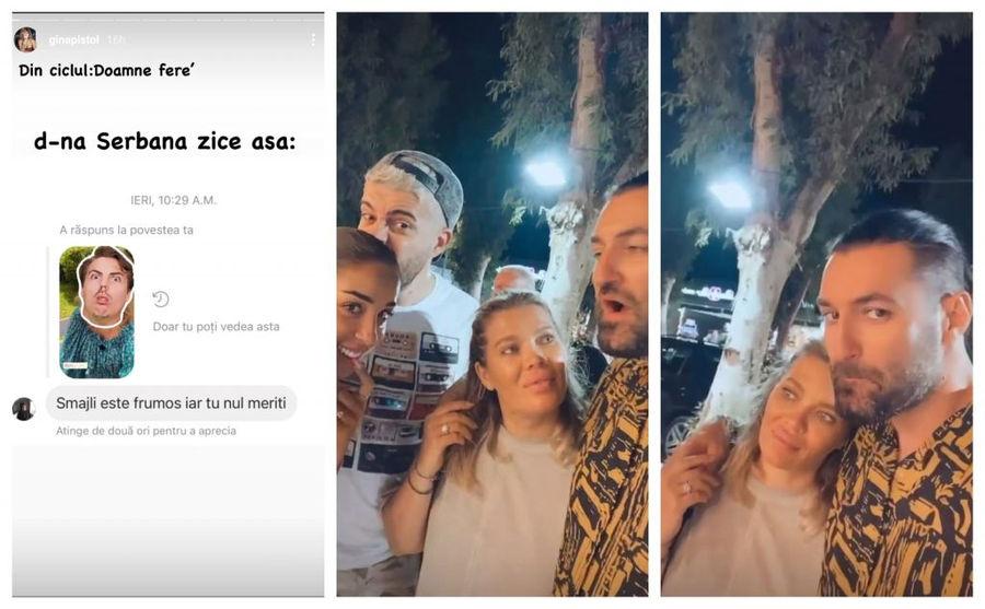Aflată în vacanță împreună cu Ștefania, Speak și Smiley, Gina Pistol a primit un mesaj acid de la o femeie pe care a ales să-l facă public © Instagram Stories
