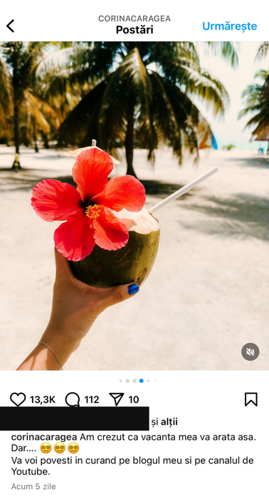 Corina Caragea, despre vacanța din Maldive. Foto: Instagram / Corina Caragea