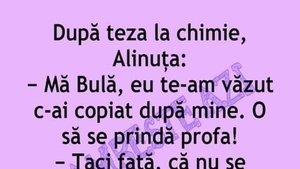 BANC | "Bulă, te-am văzut c-ai copiat după mine. O să se prindă profa!”