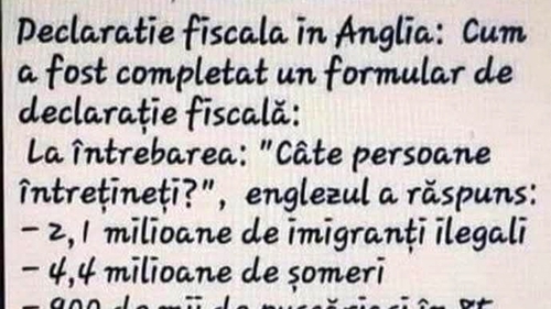 Bancul de weekend | Cum completează englezii declarațiile fiscale