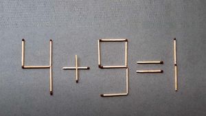 Test de inteligență exclusiv pentru genii | Mutați un singur chibrit pentru a corecta egalitatea 4+9=1