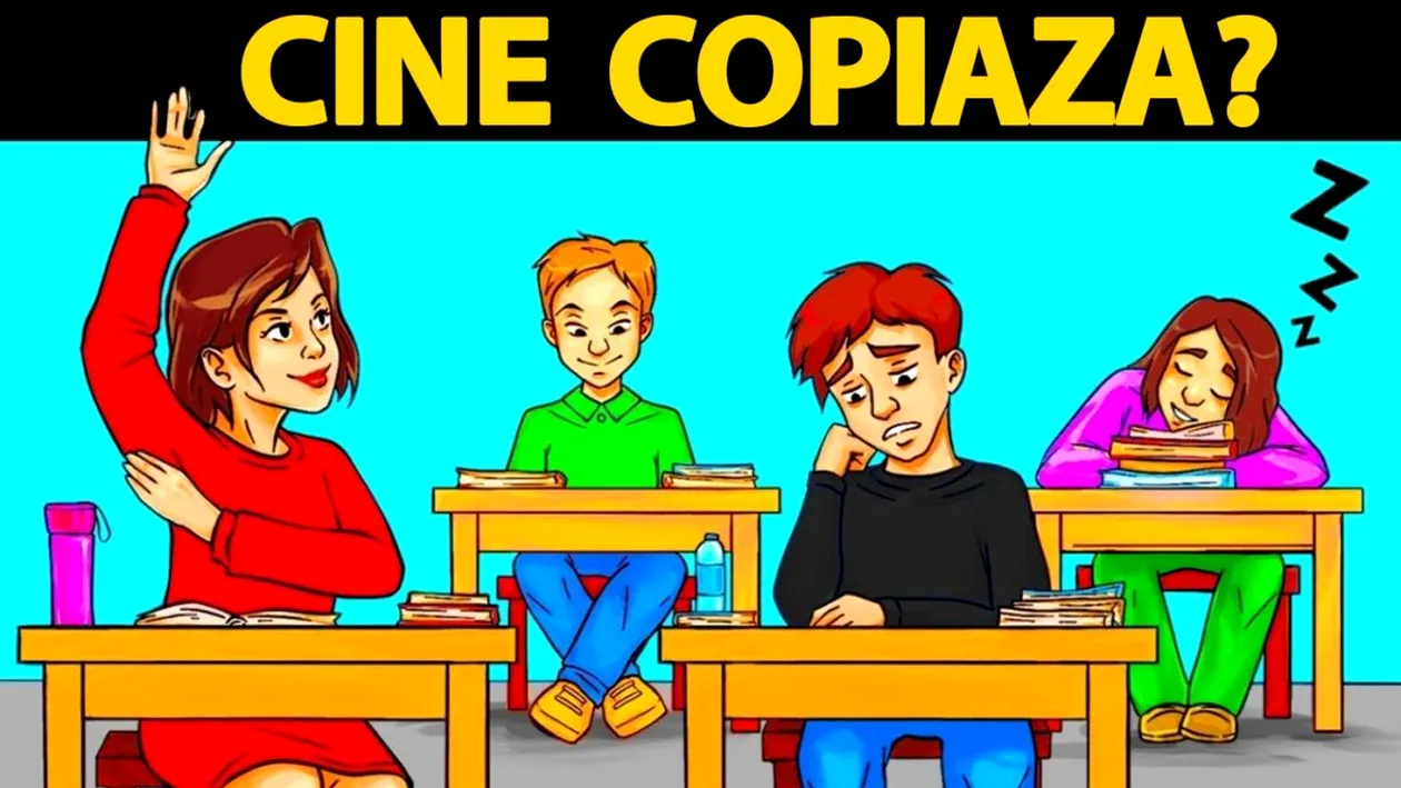 Test de inteligență | Unul dintre acești 4 elevi copiază. Cine?
