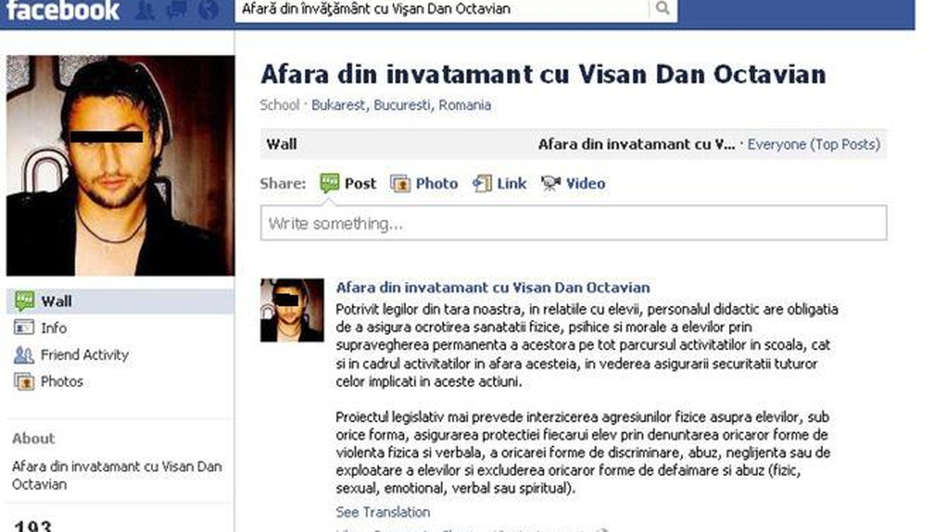Pagina de Facebook creata impotriva profului de sport aduna mai multi adepti!