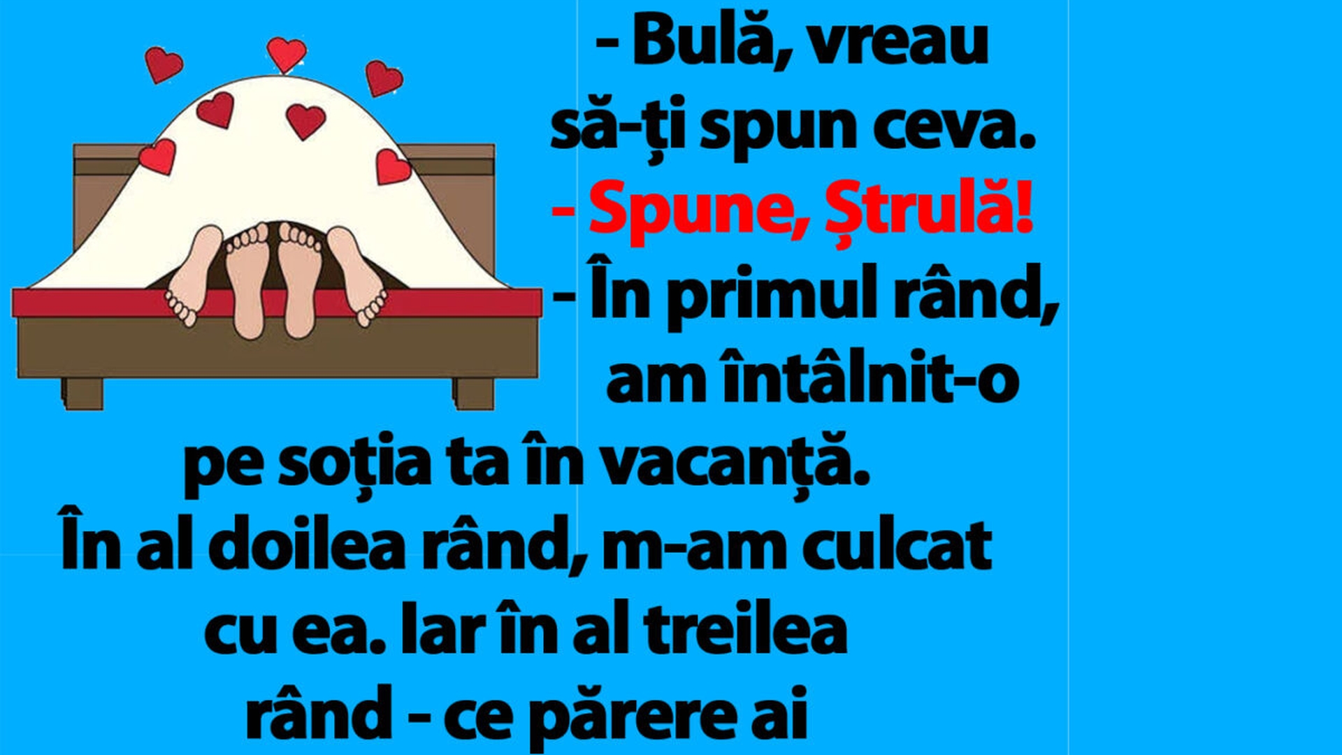 Cel mai tare banc cu Bulă | "M-am culcat cu soția ta în vacanță!"