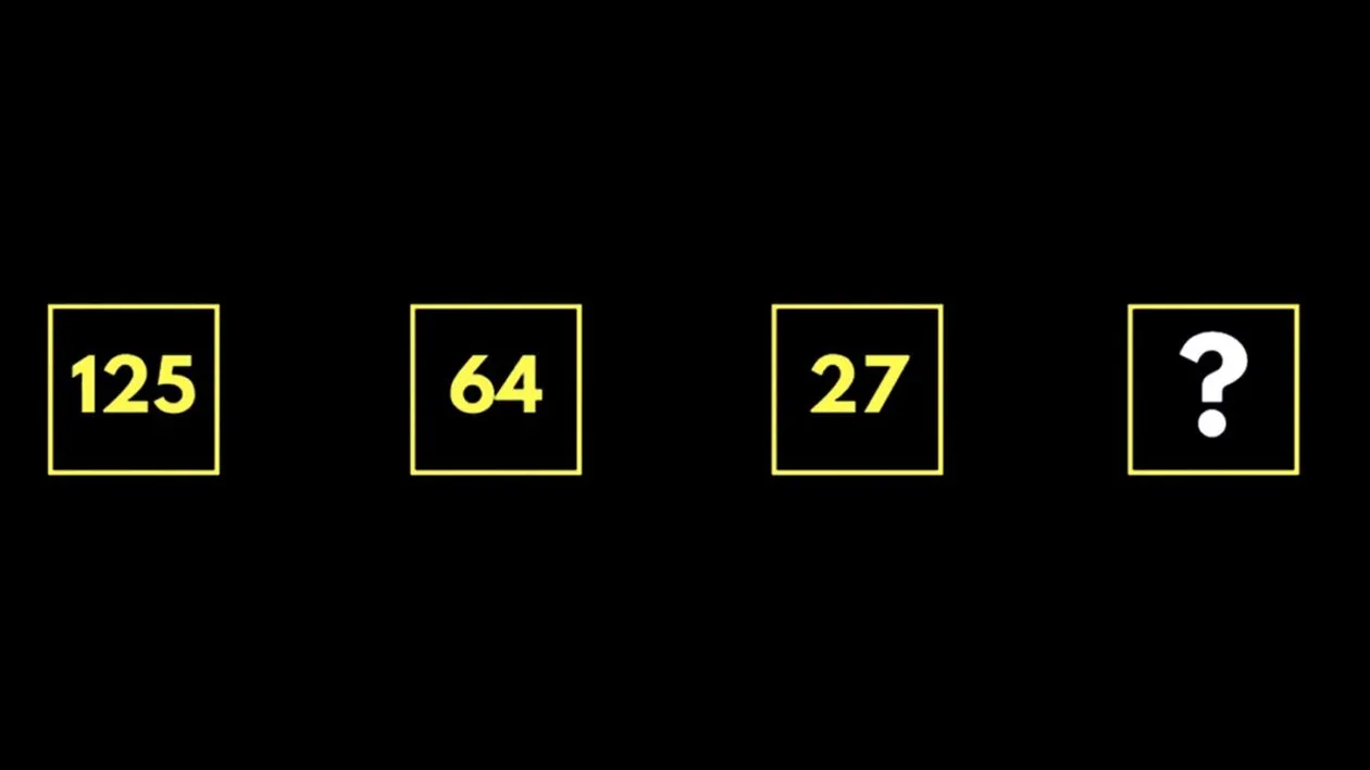 Test IQ exclusiv pentru genii | Ce număr urmează în seria: 125, 64, 27?