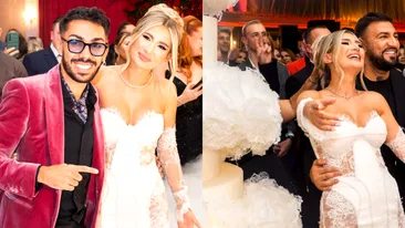 Imagini cu tortul SPECTACULOS de la petrecerea de nuntă a Claudiei Puican cu Armin Nicoară. A avut 2,5 metri!