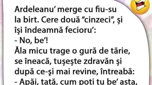 Bancul începutului de săptămână | Ardeleanul merge cu fiu-su la birt: "No, be'!"