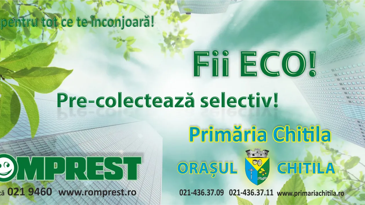 Campanie eco la Chitila! Locuitorii vor primi saci de precolectare selectiva