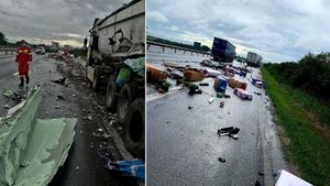 Accident mortal pe A1. Un tânăr a murit pe loc, după ce două camioane au intrat în coliziune
