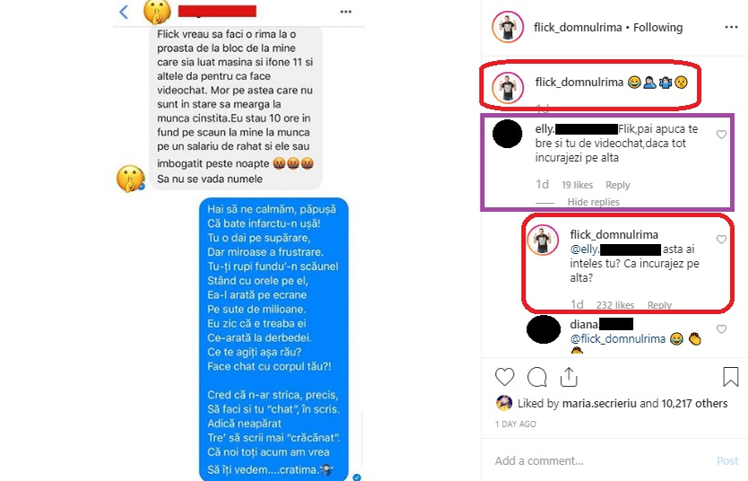 Flick, poezie fabuloasă despre o tânără care s-a îmbogățit din videochat! Fanii Domnului Rimă i-au sărit în cap, iar el le-a răspuns