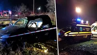 Accident înfiorător în Teleorman. Doi oameni au murit, după ce o mașină a fost spulberată de un tren