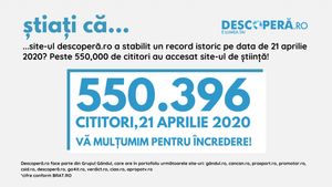 OFICIAL. Record istoric în presa online din România! Site-ul de știință descoperă.ro – peste 550,000 cititori într-o singură zi!