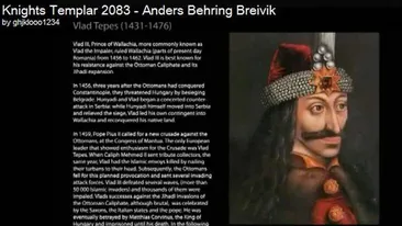 Monstrul din Norvegia, despre idolul lui, Vlad Tepes: A fost un geniu al razboiului psihologic, a fost un adevarat maestru in a inscena cruzimea pentru a obtine efectul maxim