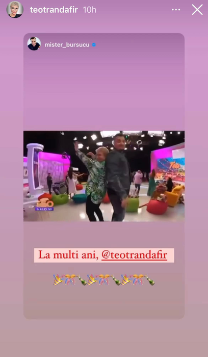 Mesaj repostat de Teo Trandafir pe InstaStory Sursă foto: Instagram