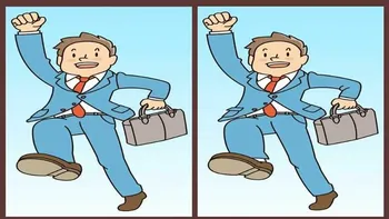 Test de logică | Identificați toate cele 3 diferențe dintre bărbatul din stânga și cel din dreapta!