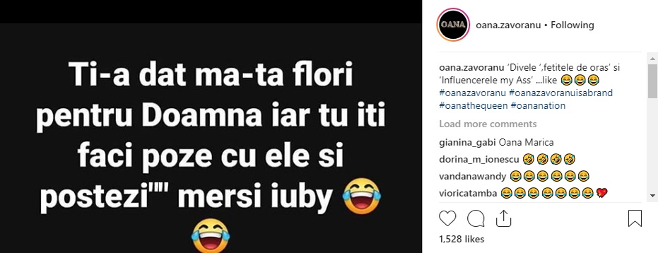 Oana Zăvoranu, mesaj acid pentru dive și influenceri: “Ți-a dat mă-ta bani de flori pentru doamna, iar tu…”