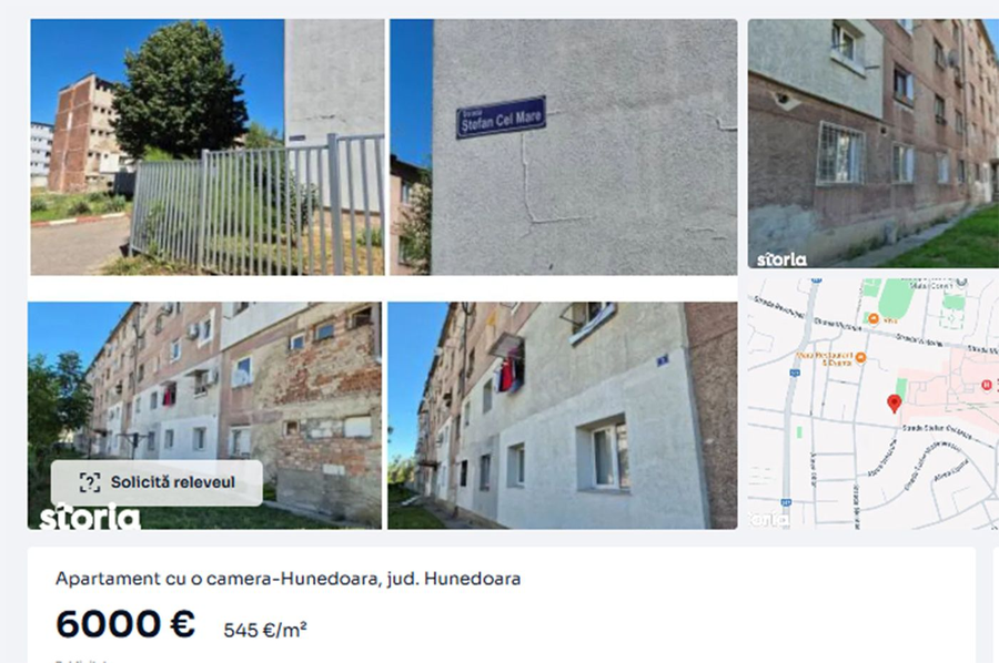 Municipiul din România în care o garsonieră se vinde cu doar 6.000€ acum, în luna mai 2026/ sursa foto: storia