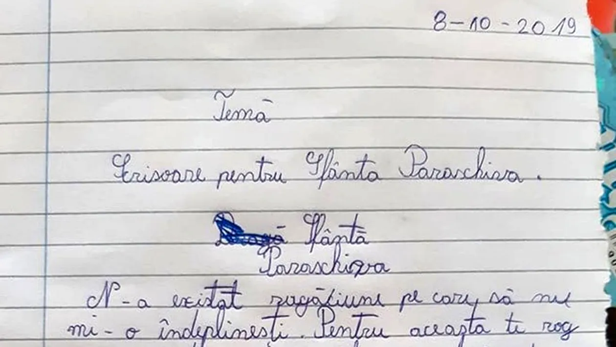Ce a scris un elev din Iași în tema la limba română: Dragă Sfânta Parascheva, n-a...