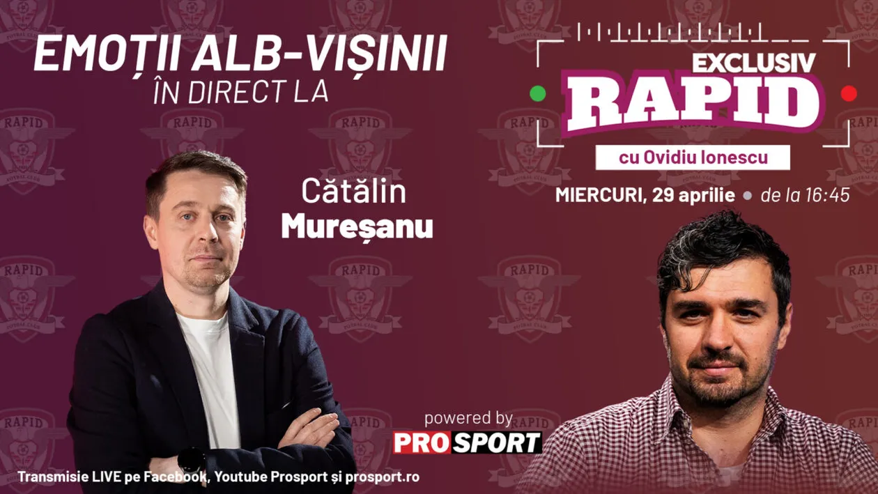 Rapidiștii adevărați nu se dezic de echipa favorită, indiferent de rezultate, iar noi vă așteptăm la EXCLUSIV RAPID, în direct pe YouTube și Facebook - ProSport, de la 16:45!