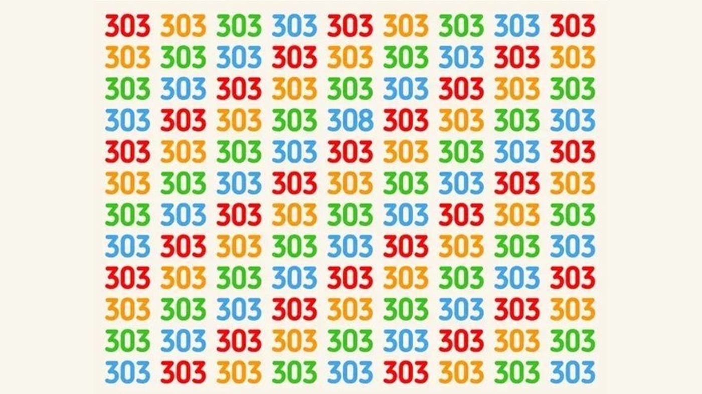 TEST IQ | Nu toate numerele din această imagine sunt 303. Găsiți-l pe cel diferit!