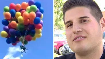 Barbatul asta si-a legat 100 de baloane cu heliu de scaun, ca in filmul ‘UP’! Ce a putut sa pateasca dupa aceea