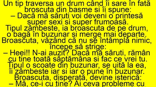 BANC | Un tip găsește broscuța fermecată: "Dacă mă săruți, devin o prințesă frumoasă și poți face tot ce vrei cu mine"