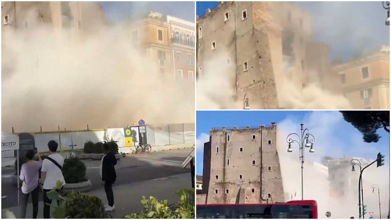 Momente de groază la Roma! Turnul medieval Torre dei Conti s-a prăbușit. Un muncitor român a rămas prins sub dărâmături