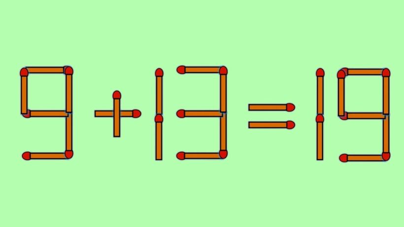 Test IQ cu chibrituri | Mutați un singur băț, pentru a corecta 9 + 13 = 19