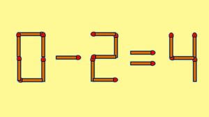Test IQ cu chibrituri | Mutați un singur băț, pentru a corecta 0 - 2 = 4