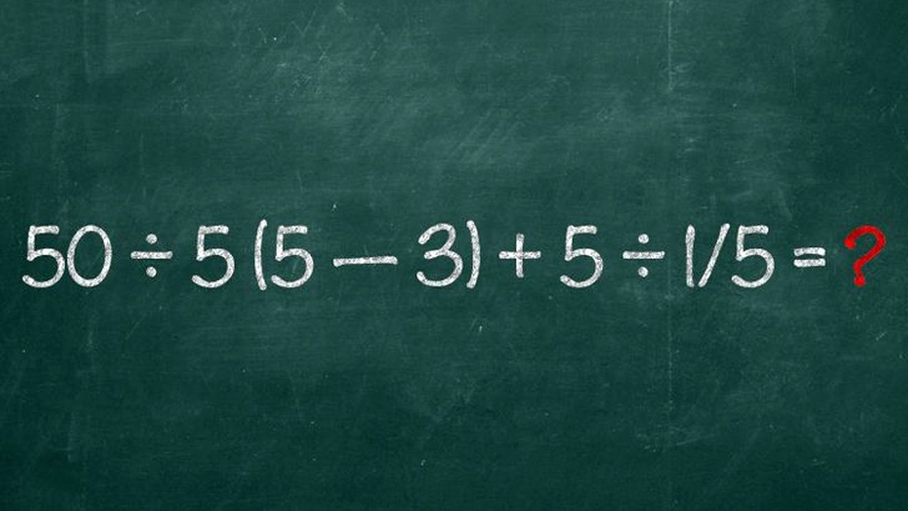 Test de inteligență exclusiv pentru genii | Calculați în minte 50:5(5-3)+5:1/5=?