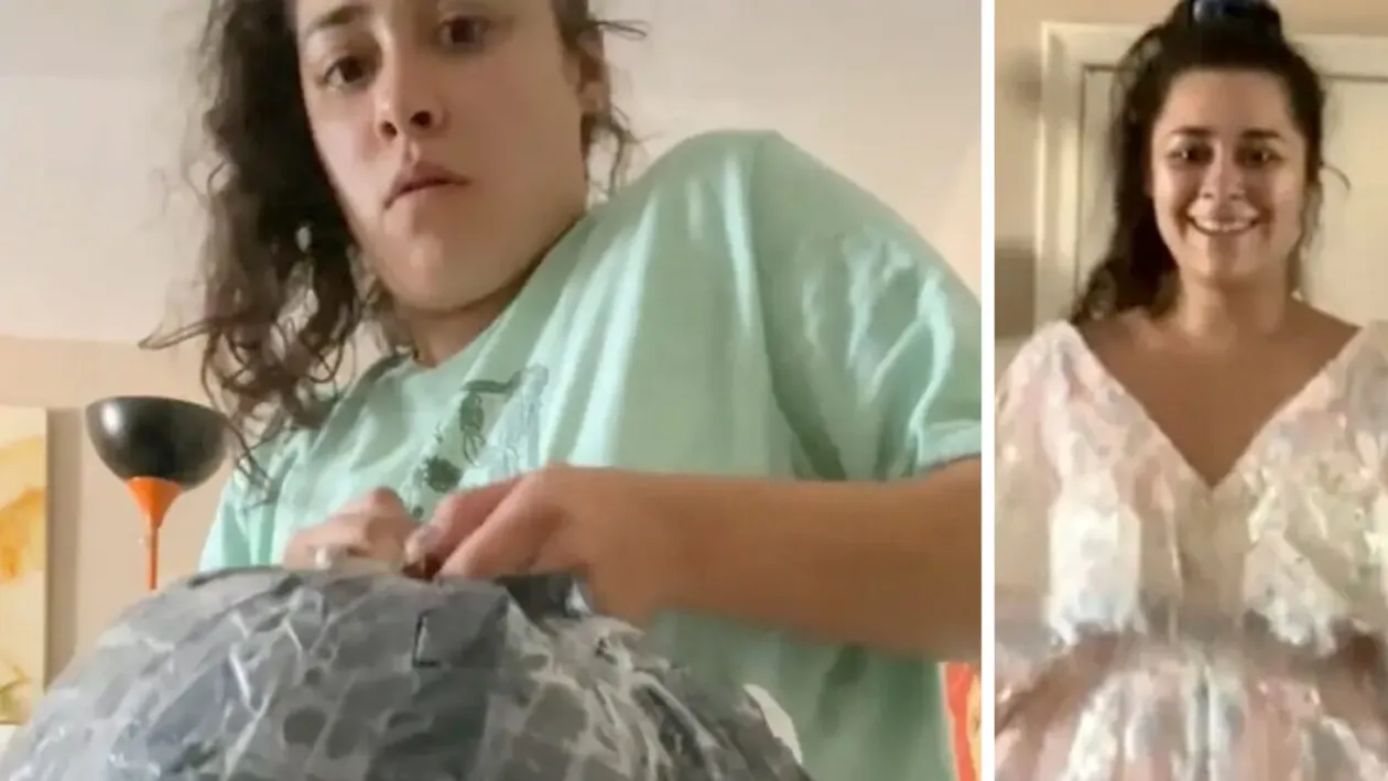 Ce rochie de mireasă a primit această tânără, prin curier, cu câteva zile înaintea nunții. A dat doar 200 de euro pe ea!