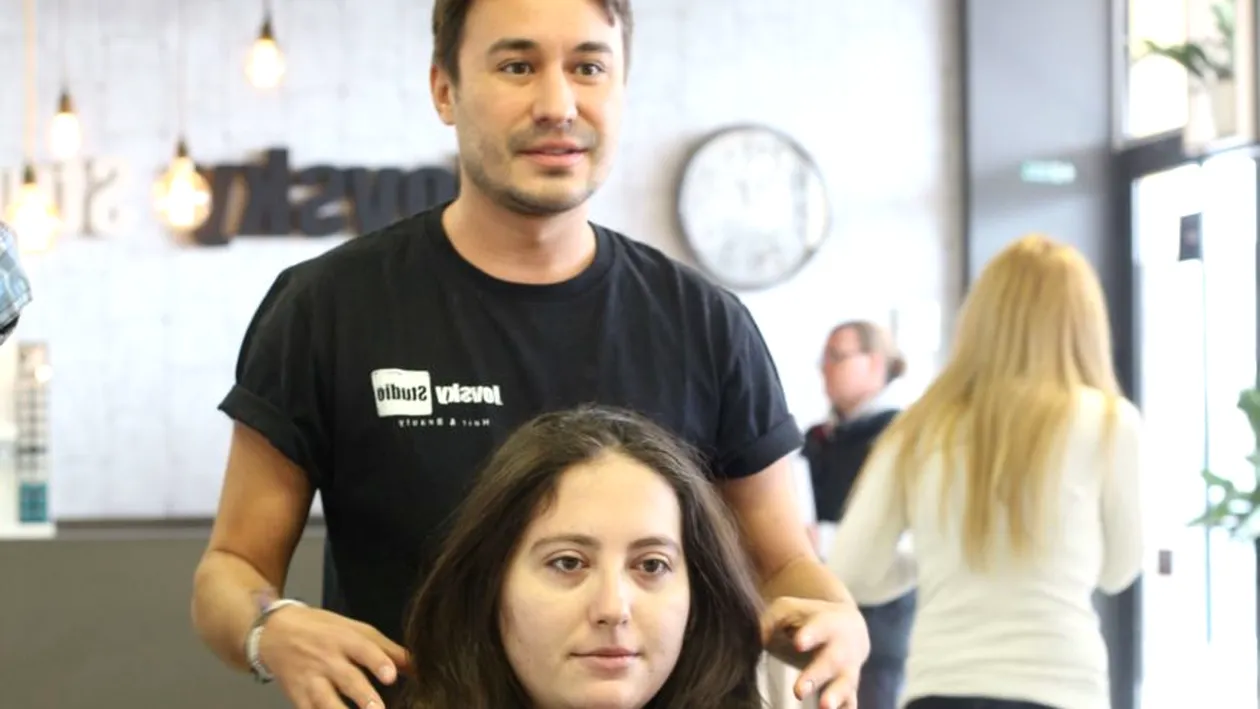 Transformare radicală de look! Cum a reusit hairstylist-ul Adrian Perjovschi sa schimbe total o tanara VIDEO