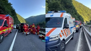 Accident cumplit pe DN7! Un bolovan uriaș a căzut peste o mașină, iar un bărbat a murit