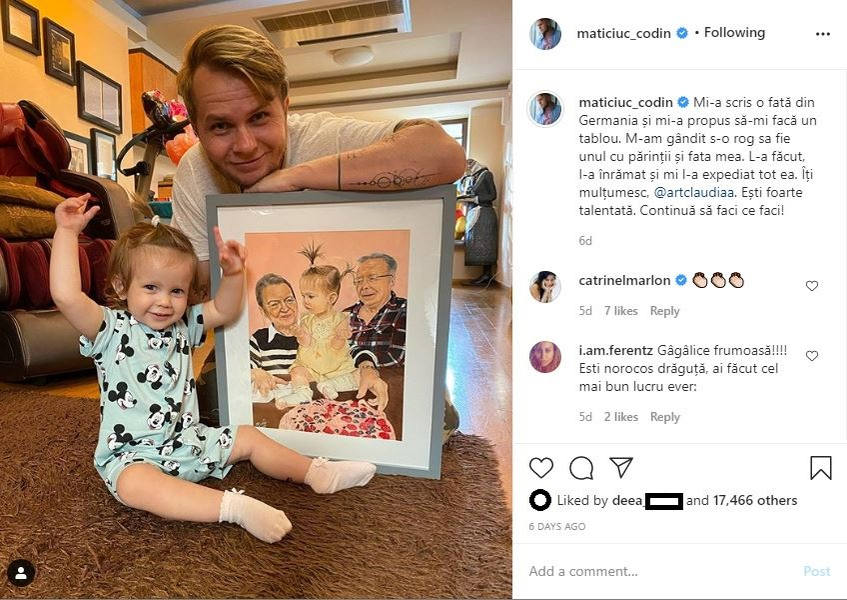 Codin Maticiuc și-a făcut mama să plângă cu un gest impresionant făcut în public! A publicat o nouă poză de album cu fiica lui, alături de Smaranda Maticiuc
