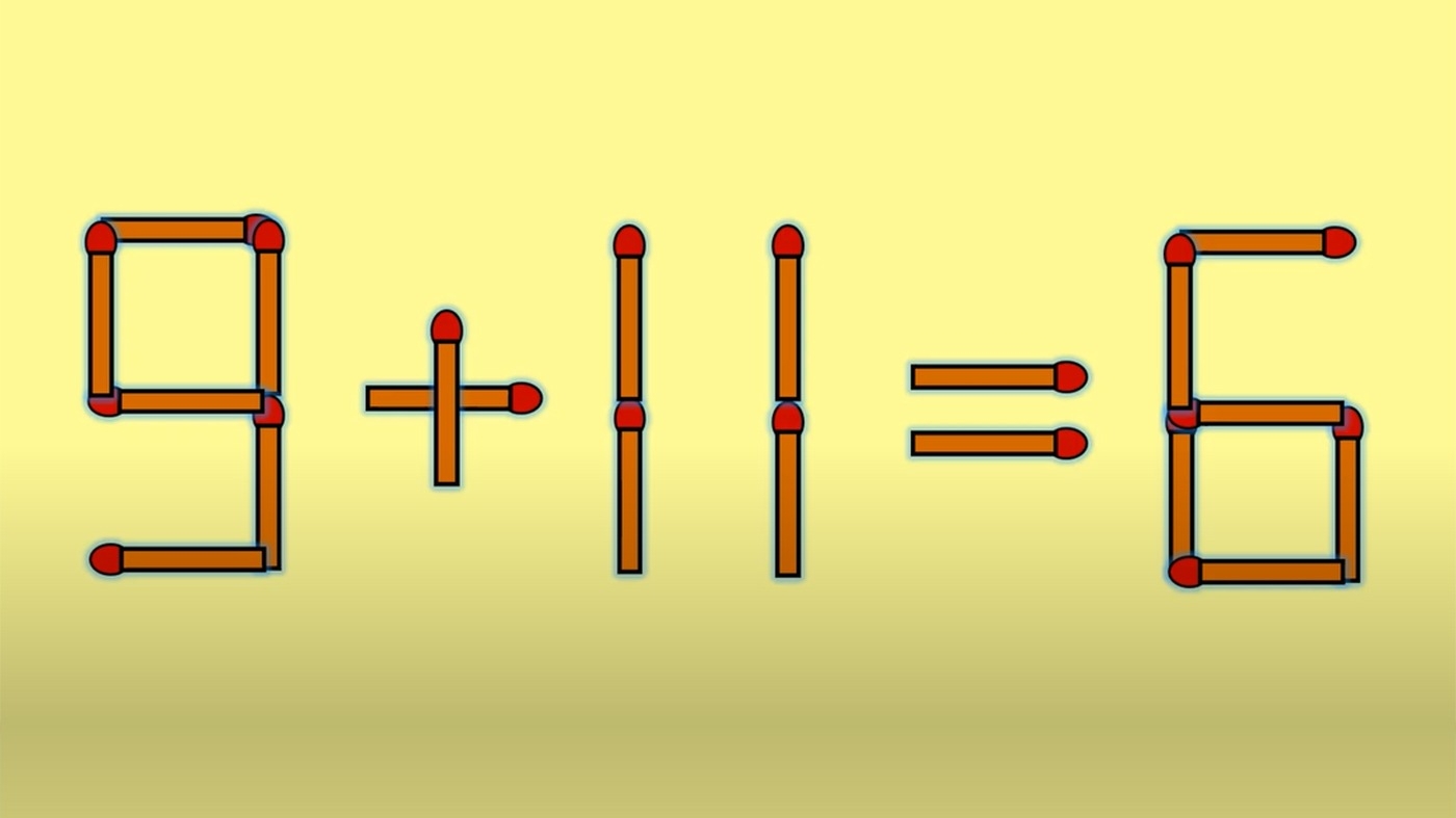 TEST IQ | Corectați 9 + 11 = 6, mutând un singur băț de chibrit