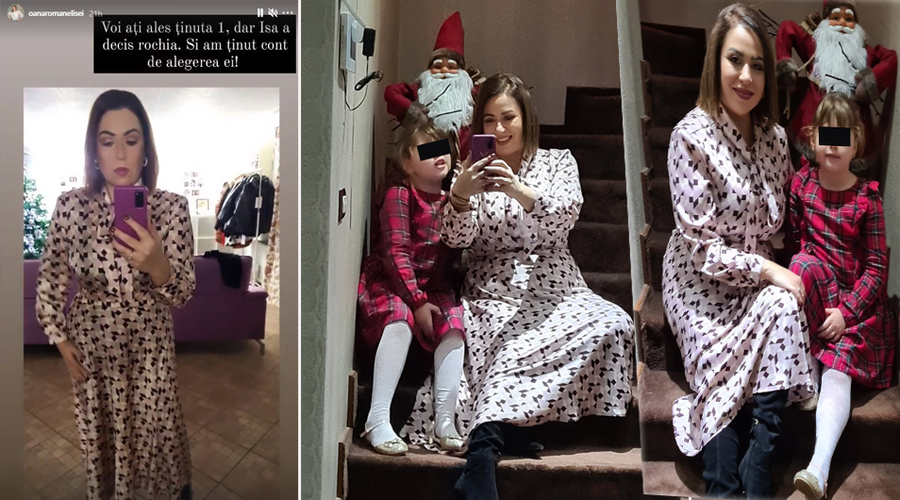 Oana Roman, masă tradițională în Ajun de Crăciun. Ulterior, ea și fiica sa au făcut câteva poze de album, iar pe două dintre acestea le-a făcut publice © Instagram Stories