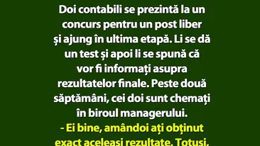 BANCUL ZILEI | Doi contabili se prezintă la un concurs pentru un post liber și ajung în ultima etapă