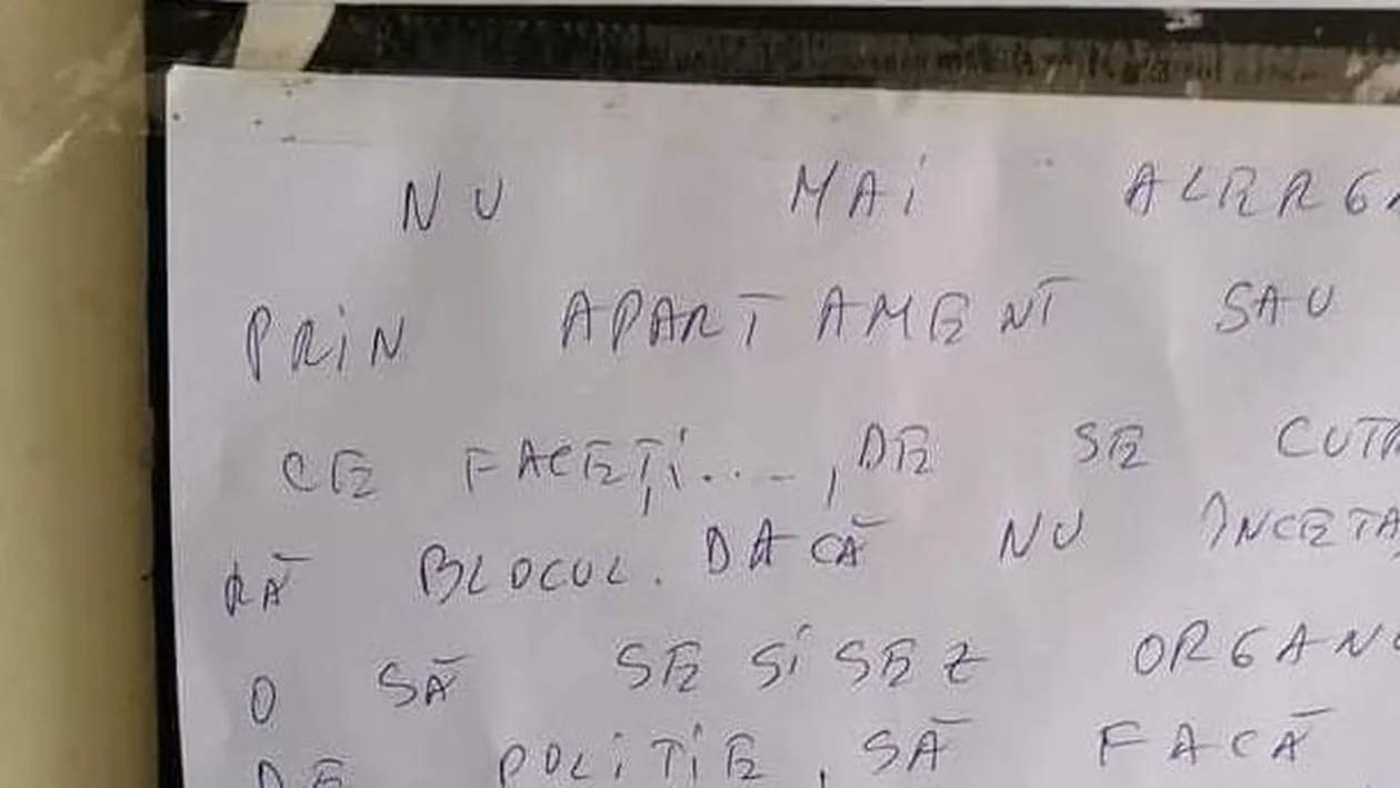 Ce le-a transmis vecinilor săi de bloc gălăgioși un locatar supărat foc: „Este inuman, din jumate în jumate de oră....”