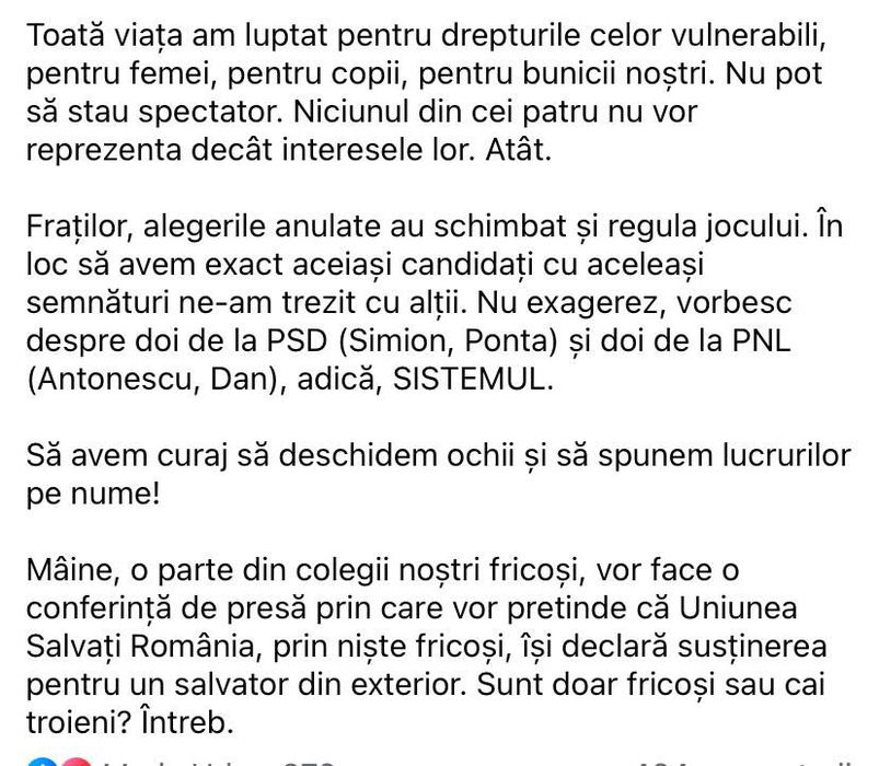 Elena Lasconi nu renunță. Sursa foto: Facebook