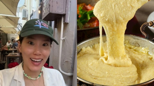 Experiența trăită de o influenceriță din Asia în București! Ce reacție a avut după ce a mâncat mămăligă cu brânză și ou într-un restaurant românesc