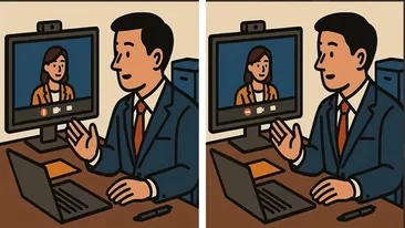 Test de perspicacitate | Depistați toate cele 3 diferențe dintre acești doi corporatiști aflați în meeting