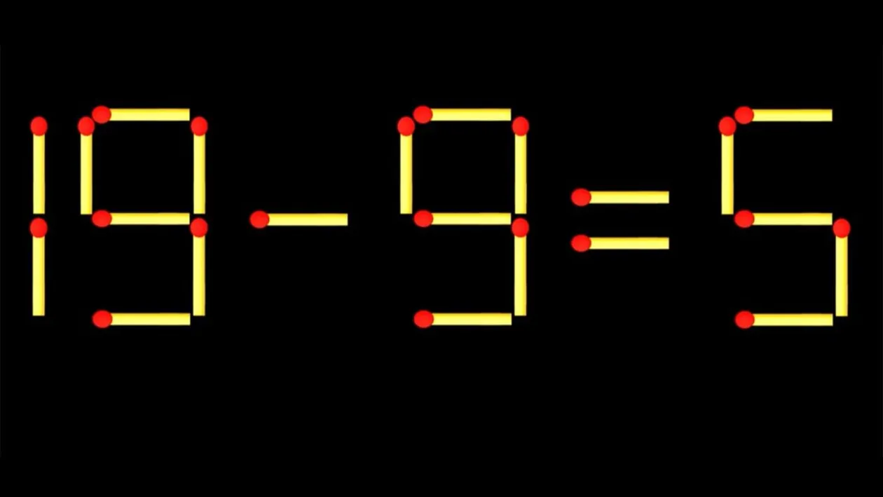 Test IQ exclusiv pentru genii | 19-9=5 este greșit. Pentru a corecta egalitatea, mutați un singur chibrit