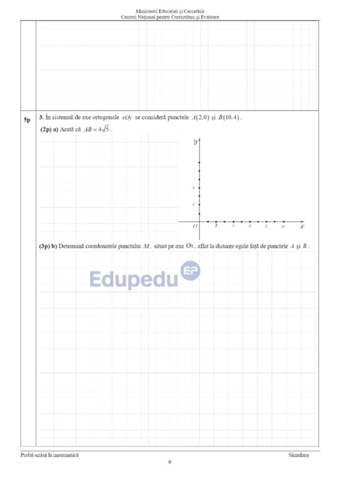 Simulare Evaluarea Națională 2026 subiectele la Matematică. Sursa foto: EduPedu