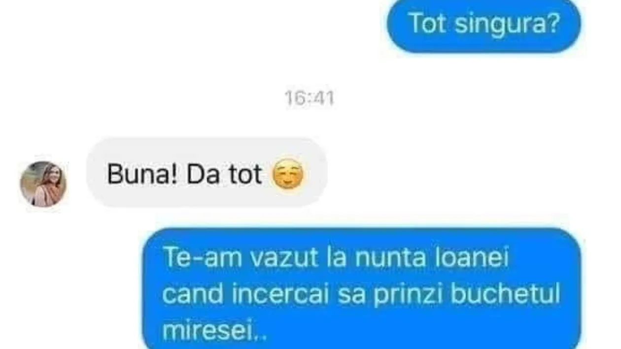 Bancul zilei | “Te-am văzut la nunta Ioanei când încercai să prinzi buchetul miresei”