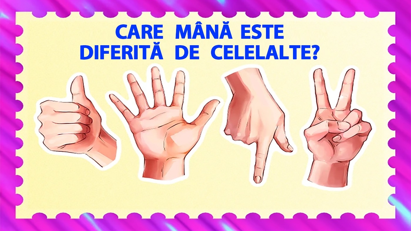 Test IQ pentru genii | Care dintre cele 4 mâini este diferită de celelalte?